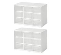 2 Piezas Caja Organizadora con 9 Cajones, Caja de Organizador Mini Cajones Extraíbles, Cajonera para Cosméticos, para Herramientas Oficina, Material de Costura y Manualidades, Accesorios