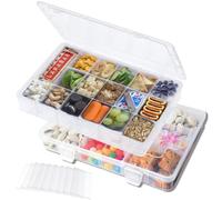 2 Piezas Caja Organizadora Plastico 18 Compartimentos, Contenedor Transparente Rectangular para Dulces, Frutos Secos, Aperitivos, Caja Almacenaje para Abalorios, Bricolaje, Artesanía, Joyería, Pesca
