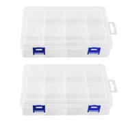 2 Piezas Caja Organizadora Plastico Compartimentos, Cajas Almacenaje Pequeñas con Separadores, Cajas Organizadoras Clasificadora Ajustable 8 Compartimientos Para Joyas, Aretes, Cuentas, Tornillos