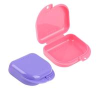 2 Piezas Caja Ortodoncia, Estuche para Dentadura, Caja Dentadura Postiza, Caja Ferula Dental, Caja De Retenedor, Estuche Retenedor Dental, Caja para Guardar Protector Bucal (Rosa y Púrpura)