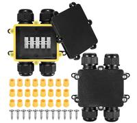 2 Piezas Cajas de Conexiones Impermeable IP68, 4 Vías Cajas de Empalmes de Conector de Cable Estanca Exterior Electrica para Cables Ø5mm-14mm Electricos
