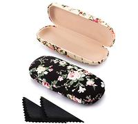 2 Piezas Cajas de Gafas Estuche Rígido de Anteojos para Mujer Estuche de Gafas Portátil Retro Floral de Telas de Flores