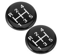 2 Piezas Calcomanía Redonda de Vinilo para Pomo de Cambio Manual Negro | Patrón de 5 Velocidades, Ayuda de Orientación, Superficie Texturizada Antideslizante, para Coche