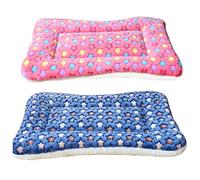 2 Piezas Cama de Felpa para Animales Pequeños,Manta Cálida para Perros y Gatos Almohadilla para Dormir Alfombrilla de Cama Esponjosa para Conejillo de Indias,Hámster,Conejo,Gatito(Rosa, azul oscuro)
