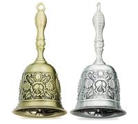 2 Piezas Campana de Mano, Grande Campanillas de Metal, Campanas Navidad, Campana de Servicio con Diseño Colgante para Restaurante, Hotel y Tiendas