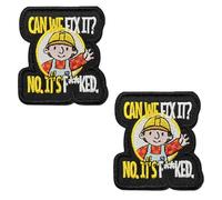 2 piezas Can we fix it?No... Parche bordado de dibujos animados con emblema - Parche divertido de moral sarcástica para cascos, sombreros, bolsos, mochilas, ropa, chaquetas, jeans, bricolaje