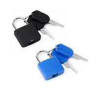 2 Piezas Candado,Candados Maletas, Candado con Llave,Mini Candados de Llave,Candado para Taquilla,para Equipaje,Maletas,Armarios y Mochilas (Azul+Negro)