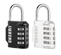 2 Piezas Candado Combinacion 4 Digitos, Candado Taquilla Impermeable Candados de Seguridad para Armario Gimnasio Garaje Caja de Herramientas (Negro,Plata)