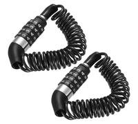 2 Piezas Candado de Casco para Motocicleta, Candado de Bicicleta, Cable de 150 cm con Candado de Combinación de 4 Dígitos, Recubierto de PVC para Cascos de Moto, Bicicletas y Patinetes