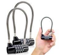 2 Piezas Candado de Combinación de 4 Dígitos Padlock Code con Cable de Acero de 175mm para Bicicleta Equipaje Taquillas Maletín de Herramientas y Cascos de Moto