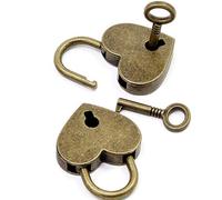 2 Piezas Candado De Corazón,Candado De Corazón En Metal,Cerradura En Forma De Corazón,Con Llave,Candado Vintage,Bronce,Para Diarios, Joyeros, Cajas De Almacenamiento, Armarios, Cajas De Monedas