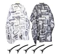 2 Piezas Capas Peluquería con 5 Clip Pico pato,Blanco y Negro Capas Accesorios Pelo,Bata Peluquería impermeable,Capa Barbero Profesional, Capas Corte Peluqueria,para Peinado