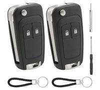 2 Piezas Carcasa Llave de Coche 2 Botones Compatible con Opel Insignia Astra Meriva Mokka Zafira Adam Chevrolet Cruze Aveo Orlando Spark Trax Matiz Captiva Mando Funda Llaves con Llavero de Cuero