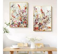 2 Piezas-Cartel de Arte-Impresión Lienzo Pintura Con Patrón de Ramo de Flores Colorido Estilo Moderno y Sencillo Sala de Estar Comedor Entrada Dormitorio Decoración Hogar-50*70Cm/20*27Inch (Sin Marco)