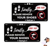 2 Piezas Cartel Quitar Zapatos, 13 x 25cm Por Favor Quítese los Zapatos Calcomanía No Hay Señales de Zapatos para Puertas de Entrada Hogar Oficina Cafeterías Regalos de Inauguración de la Casa