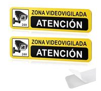 2 Piezas Cartel Videovigilancia Autoadhesivo de Aluminio 5 x 19 cm, Señal Adhesiva Videovigilancia, Cartel Zona Videovigilada, Grosor 0.8 mm, Patrones llamativos