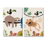 2 Piezas Cartoon Pintar por Numeros Adultos Niños con Marco, Cuadros para Pintar por Numeros Animale, Lona sin Pliegues Pintura al Colorear por Numeros con Caballete, Decoración del Hogar 20x30cm