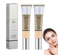 2 Piezas CC Cream Conceale, CC Color Correcting Cream, Makeup Foundation & Sunscreen Spf 50+, Body Coverage Perfector, Naturally Hides Imperfections, Repairs & Whitens Skin (Natural Colour)