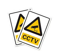 2 piezas CCTV en señales de funcionamiento Letreros de advertencia metal de aluminio Cámara de advertencia de 24 horas Letreros de seguridad Amarillo 180 x 250 mm