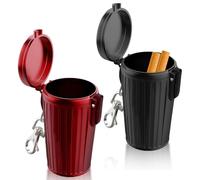 2 Piezas Ceniceros Portátiles De Cigarrillos, Cenicero De Bolsillo Metal, Mini Ceniceros Antiolores Con Tapa Y Llavero Para Coche, Ceniceros Para Cigarrillos De Coche Para Viajes, Hogar, Oficina