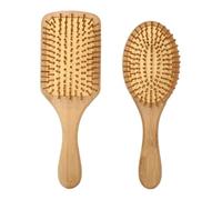 2 Piezas Cepillo Bambu Pelo Cepillo Pelo Rizado Hair Brush Natural | Peine Pelo Rizado Compuesto Por Redonda Cuadrada Cepillos Ideal para Largo y Liso Cabello Rizado para Mujeres Hombres