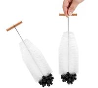 2 Piezas Cepillo Biberones, 32,5 x 9 cm Cepillos para Botellas Sodastream, con Mango en Forma de T, Multiusos Cepillo Limpia Botellas, para Hogar, Tiendas de Té de Burbujas, Cafeterías