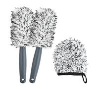 2 Piezas Cepillo Llantas Coche Cepillo Limpia Llantas con Guante Microfibra, Accesorios Limpieza Coche para Limpiar Ruedas, Llantas Delicadas, Ventilación de Aire, Moto, Interior y Exterior