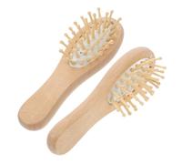 2 Piezas Cepillo Masajeador de Cabello de Madera de Bambú Khaki | Peine Ovalado Tipo Pala, Uso en Seco y Húmedo, Control de Estática, Pelo Grueso