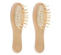 2 Piezas Cepillo Mini de Madera para Cabello, Portátil Khaki | Pequeño Formato Ovalado, Uso en Viaje y Mochila Escolar, Pensado Viajeros