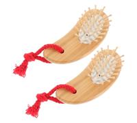 2 Piezas Cepillo Neumático Mini de Bambú Pelo Rizado | Dientes Anchos y Finos, Mango Ergonómico, Diseño Portátil, Uso en Baño o Exterior, Padres