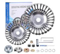 2 Piezas Cepillo para Desbrozadora, Cepillo de Malezas, Redondo de Rueda Alambre Acero, de Desbrozadora, para Limpieza de Malezas, Musgo(6+8 Pulgadas)