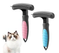 2 Piezas Cepillo Para Gatos Dientes de Acero Inoxidable, Mango Antideslizante, Depilación Con un Solo Toque, Alisa el Cabello y Evita Enredos