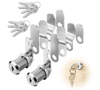 2 Piezas Cerradura Buzón 16 mm, Cerradura Universal de Leva con 5 Placas Diferentes y 4 Llaves para Cajones, Archivadores, Armarios, Taquilla, Cajas Metálicas y Puertas de Muebles, Montaje Sencillo