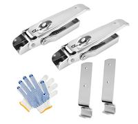 2 piezas cerrojo remolque, cierre de tensión de 210 mm con guantes, accesorio de cierre para remolques de turismos, cierre rápido para cajas para autocaravanas, remolques y SUV. (Silver)