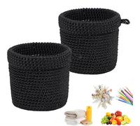 2 Piezas Cesta Colgante, Cestos Para Colgar Tejida, Cestas De Almacenamiento De Pared, Tejido a Mano, Para La Decoración De La Cocina, El Baño, El Salón y La Oficina, Negro