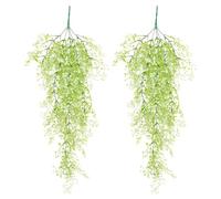 2 Piezas Cesta Colgante Flor Artificial, Cesta Colgante Flores de Simulación, Flores Colgantes, Plantas Artificiales Exterior, Plantas Colgantes artificiales, para el Hogar, Jardín, Boda(Verde, 85cm)
