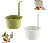 2 Piezas Cesta de Drenaje Automático de Cocina, Cesta Coladora para Fregadero, Colador de Silicona Extraíble, Antiobstrucción, para el Lavado en Cocinas (Verde, Blanco)