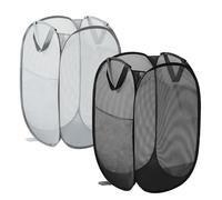 2 Piezas Cesto Ropa Plegable,75L Cesto Ropa Sucia,Cestos para la Ropa Sucia, Cesto Plegable Colada para Juguetes y Artículos Varios (Negro 1+ Gris 1)