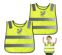 2 Piezas Chaleco Reflectante Niño,Chalecos Seguridad para Niños,Chaleco Reflector Alta Visibilidad para Niños,Visibilidad a 360° Amarillo Chalecos Reflectantes para Niñas Niños 3-12 Años (KL)