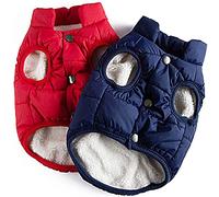 2 Piezas Chaquetas de Perro de Invierno Chaqueta Cálida para Perros Pequeños con Forro Polar de 2 Capas Abrigos para Perros a Prueba de Viento para Clima Frío