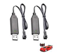 2 Piezas Chargeur USB 3,7V SM-2P para Baterías Li-Ion y LiPo 1S, Cables de Carga con Indicador LED y Protección IC, Compatibles con Juguetes RC como Drones, Coches, Barcos, Excavadoras y Quadcopters