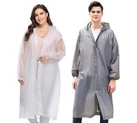 2 Piezas Chubasqueros Impermeable, Chubasquero Hombre y Mujer Adultos Lluvia Poncho, Portátil Reutilizable Chubasquero Con Capucha Y Mangas Unisex Eva Poncho Para Senderismo Camping Viajes Pesca