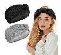 2 Piezas Cinta Pelo de Punto, Diademas Mujer Invierno, Diadema de Punto Cálido para Mujer, Diadema de Punto con Calentador de Oreja, Diademas Pelo Mujer Vendas Elasticas