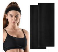2 Piezas Cinta Pelo Deporte Mujer Negra Diadema de 7 cm de Ancho Headband Elástica de Color Sólido Mujeres Cintas Pelo de Tela Suave Adecuado para Correr Deportes Yoga Mujer