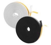 2 Piezas Cinta Selladora Espuma,12M Burletes Puertas Tira de Sellado, 9mmx2mm, Espuma Burlete Adhesivo de Alta Densidad para Anti Frío Ruido y Colisión Aislante En blanco y negro