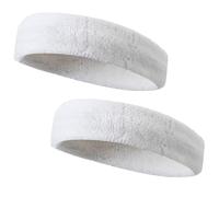 2 Piezas Cinta Sudor Cabeza,Diadema Hombre,Diadema Elastica Mujer,Diademas Deportivas,Banda de Cabeza Atlética de Algodón,para Deportes,Fitness,Correr(Blanco)