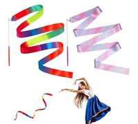 2 Piezas Cintas de Baile, 4M Cintas de Danza Cinta de Gimnasia Cinta Gimnasia Rítmica Niña Cintas de Ballet para Gimnasia de Baile Artístico Ballet Espectáculos de Carnaval de Circo Bastón