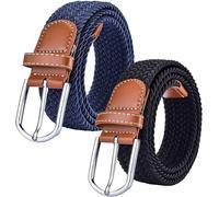 2 Piezas Cinturón Elástico Táctico Lona Pantalones Casuales Multicolor Mujer