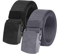 2 Piezas Cinturón Táctico Militar Ajustable Cintura Hombres Lona Nylon Hebilla Plástica (Gris topo + Negro)