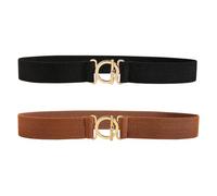 2 Piezas Cinturones De Mujer Cinturones De Moda Cinturones Elásticos Cinturones Ajustables Cinturones Dorados Estrechos Con Hebilla Plana Cinturones De Vestir